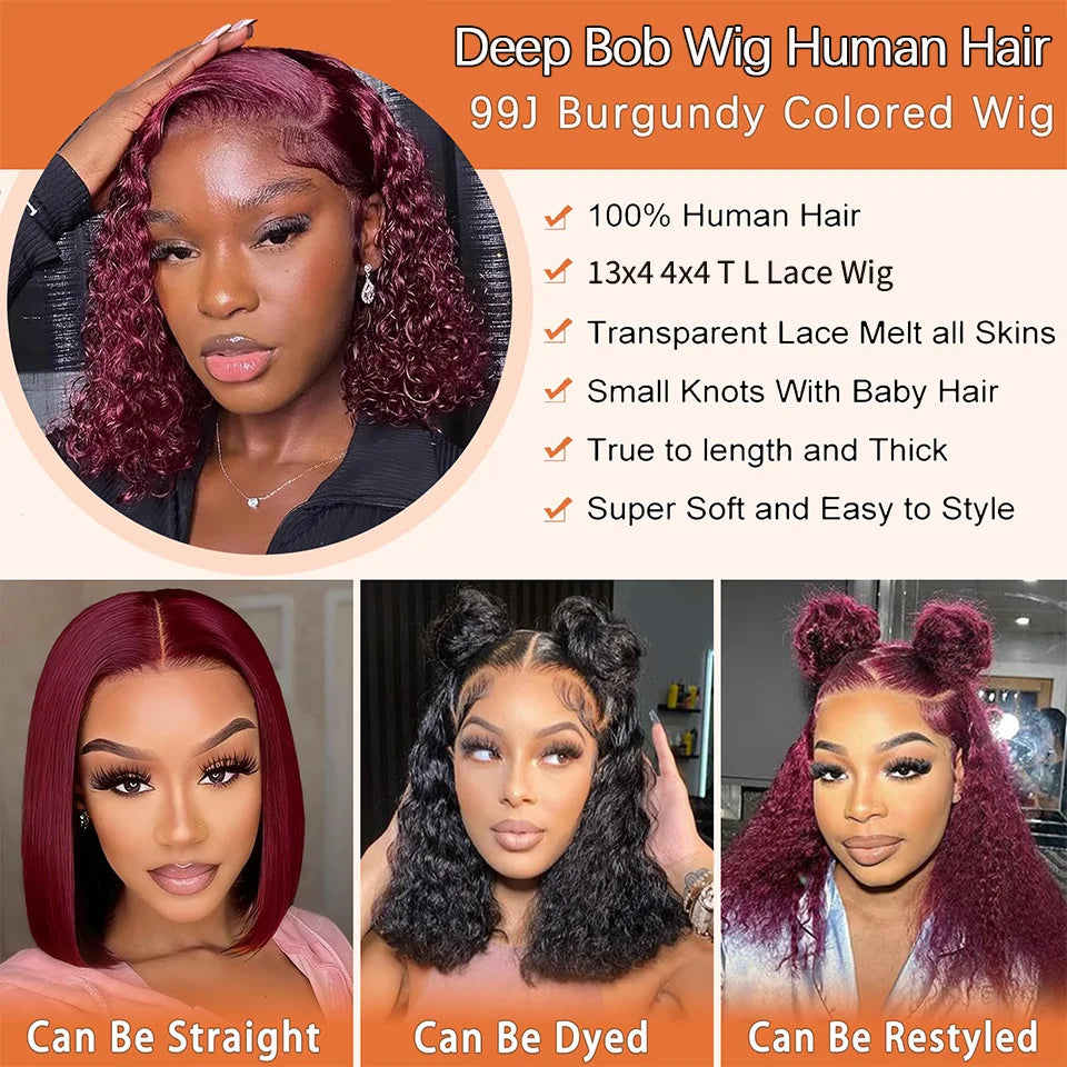 99j Burgundy Deep Bob Wig
