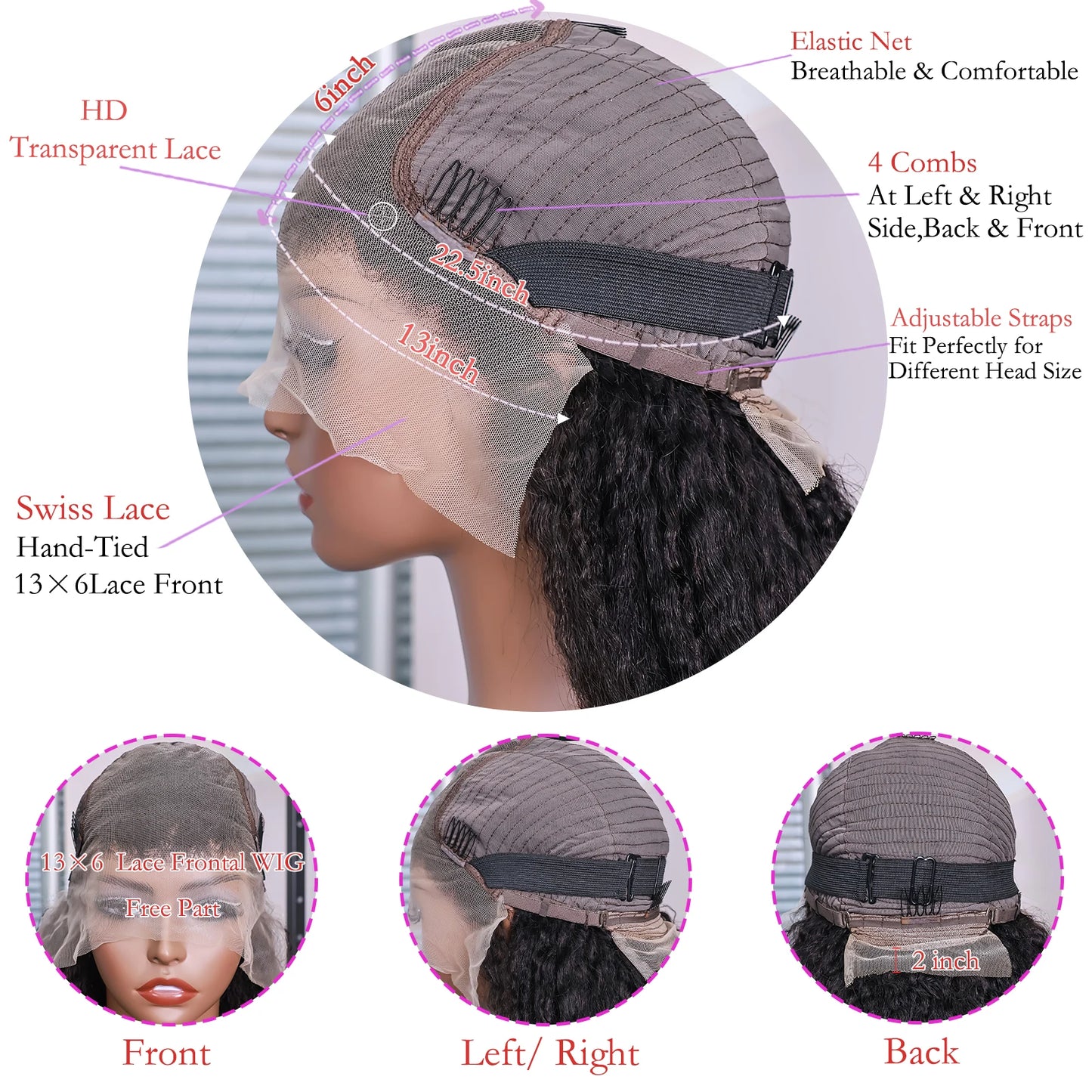 Kinky Straight Wig 4C Edges