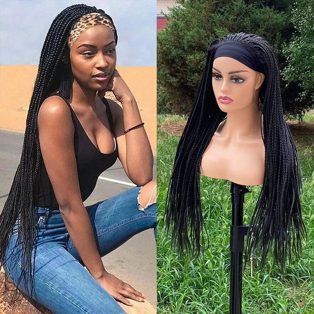 Ombre Brown Long Headband Box Braids Wig