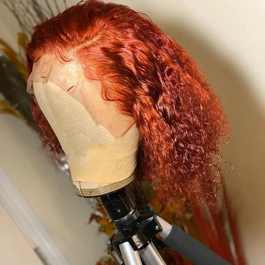 100% Human Hair Ginger Brown Bob Wig