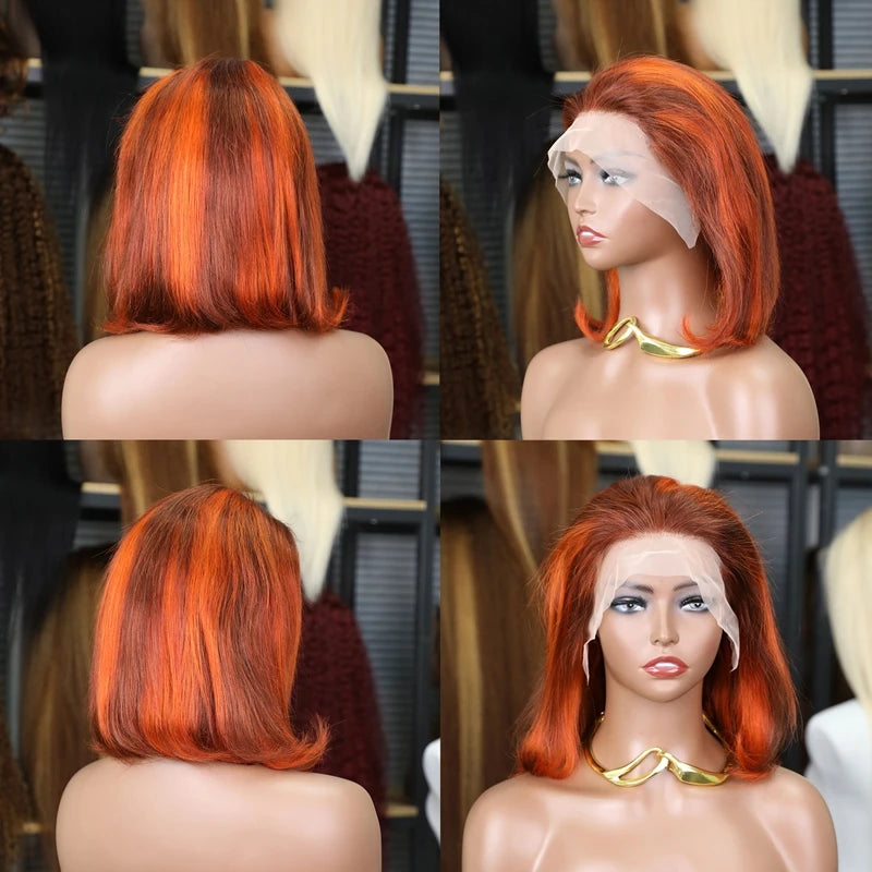 200% Density Ginger Orange  Hair Wigs