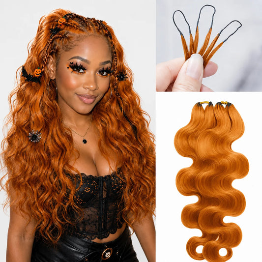 Orange Ginger Body Wave Feather Crochet Human Hair