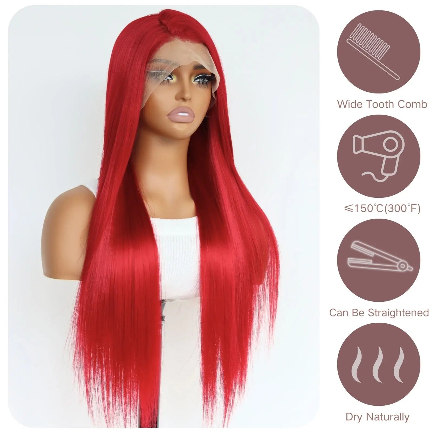 13X4 Burgundy Red Wig