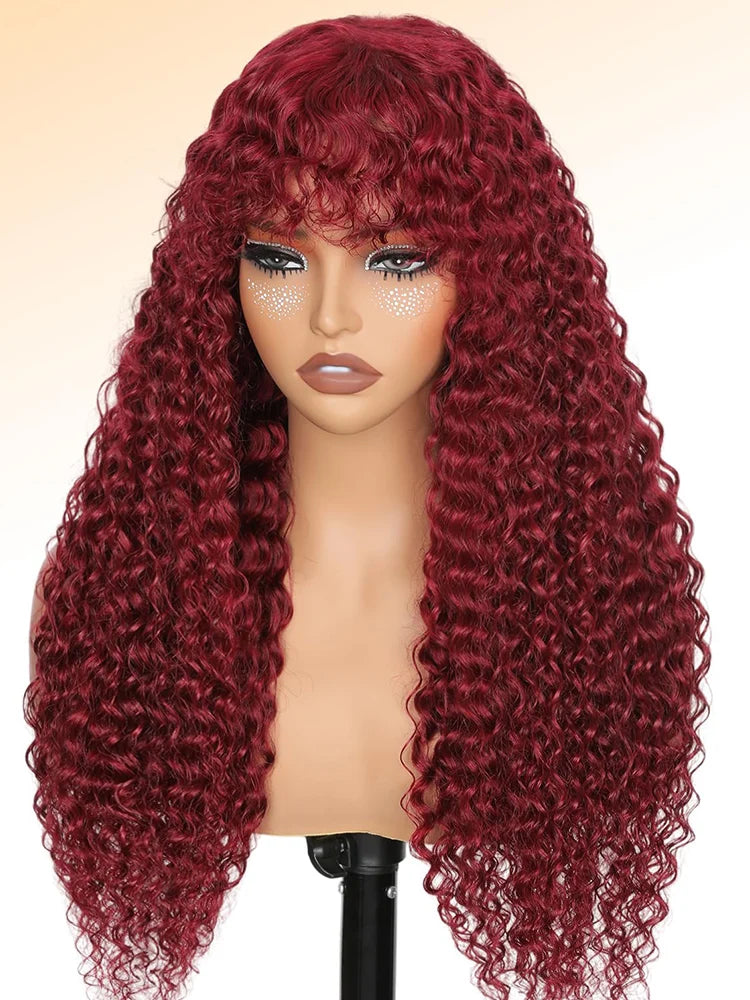 99J Burgundy Curly Wig