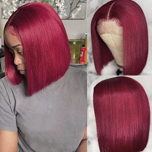 Burgundy 99J  HD Transparent Short Bob