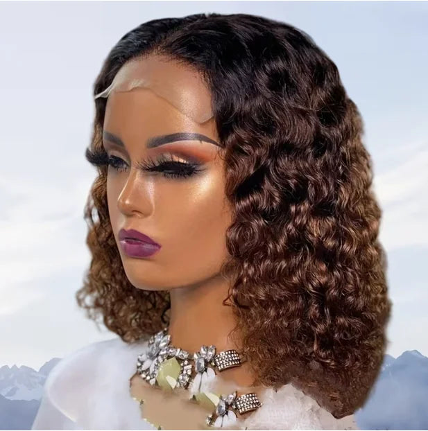 Ombre Brown Water Wave Short Curly