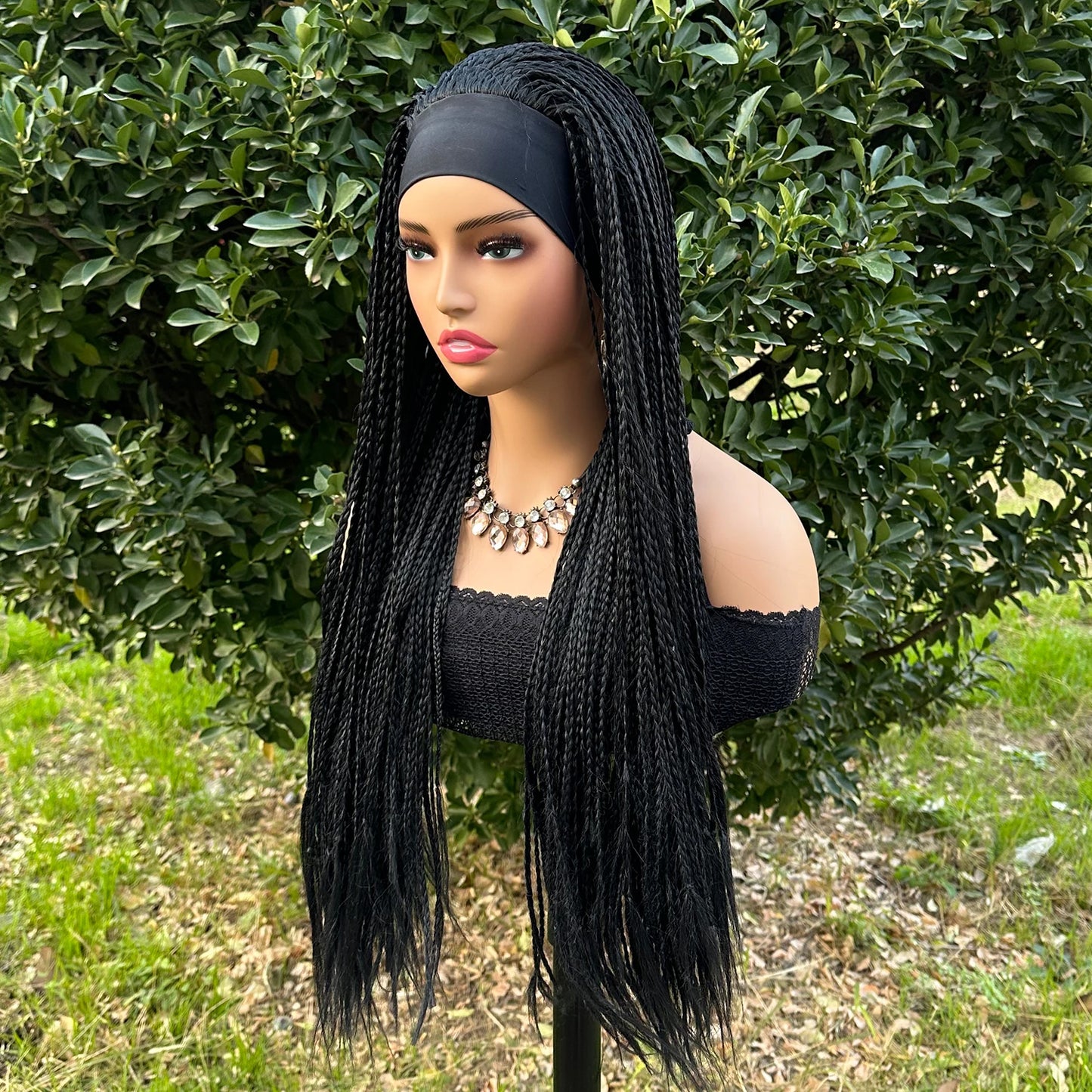 Ombre Brown Long Headband Box Braids Wig