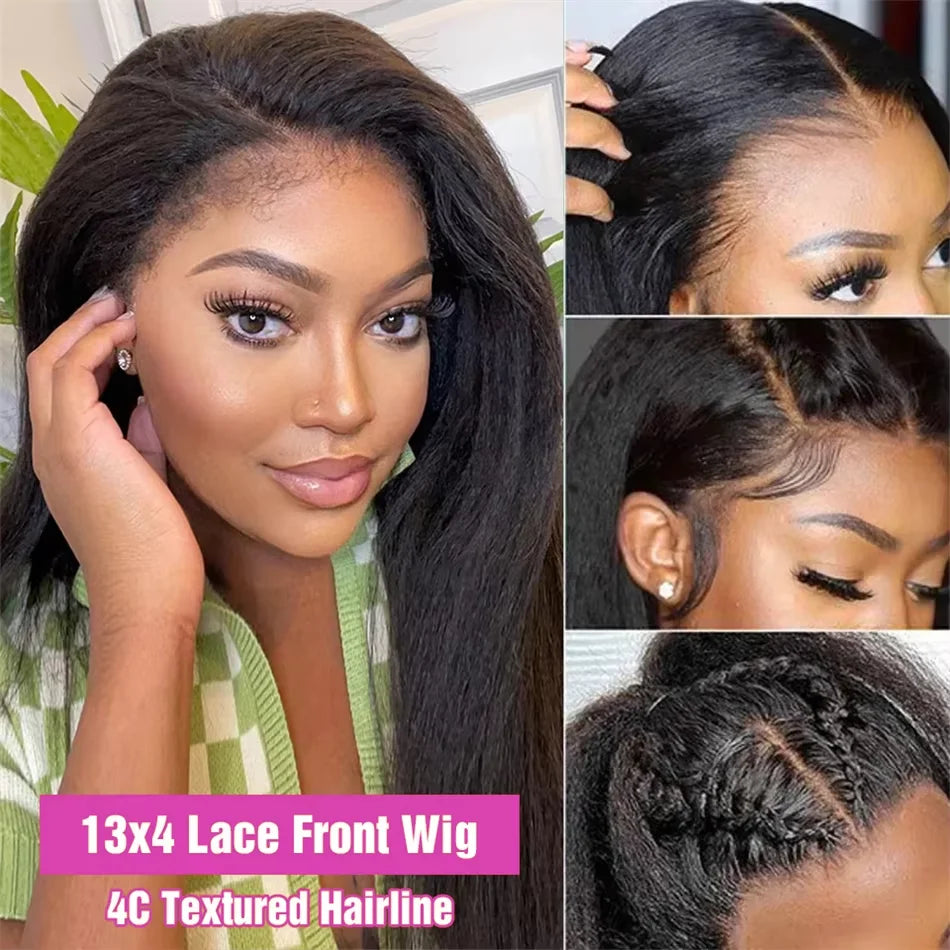 Kinky Straight Wig 4C Edges