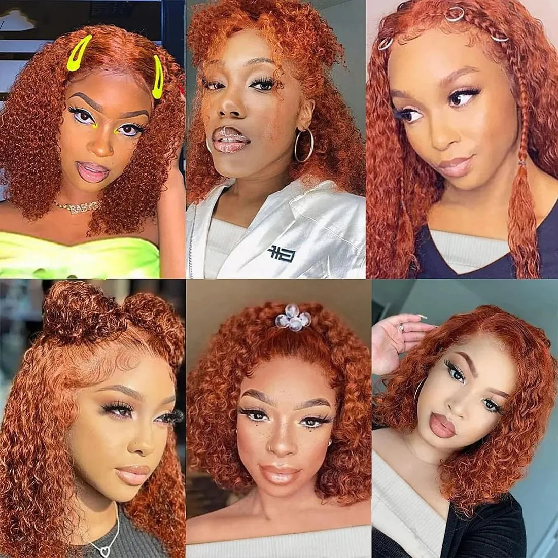 100% Human Hair Ginger Brown Bob Wig