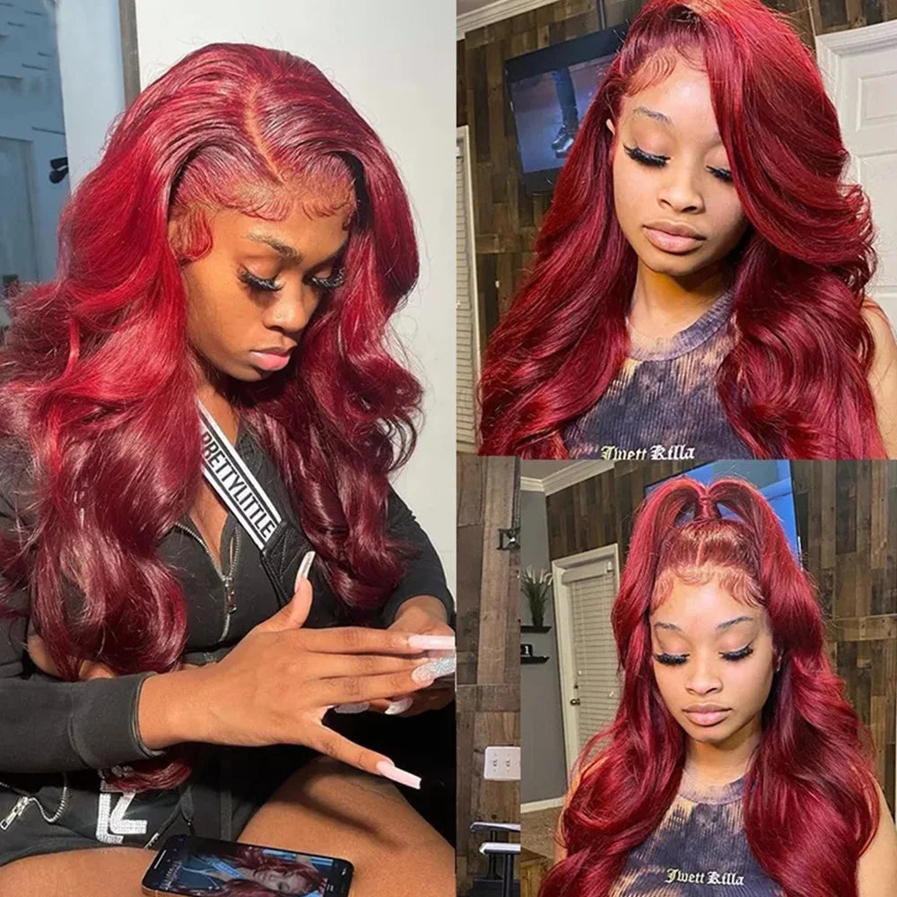 Burgundy 99J 13x6 HD Transparent Lace