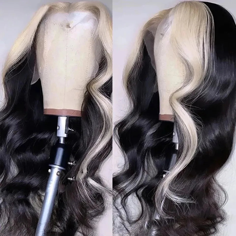 Ombre Ash Blonde With Dark Roots Natural Wave Hair