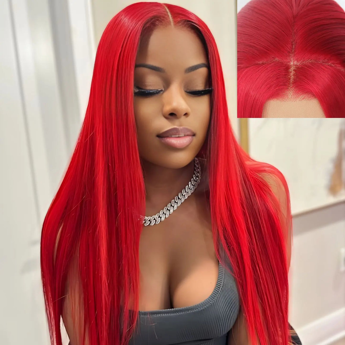 13X4 Burgundy Red Wig