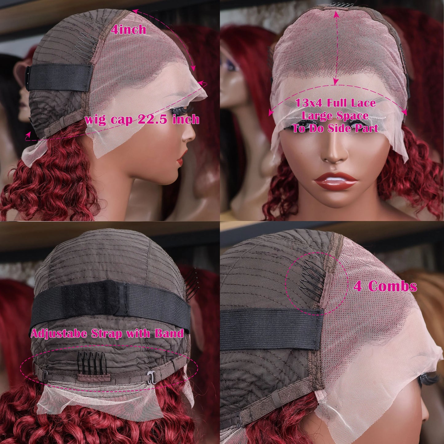 13x4 Bob Wigs 99J Burgundy
