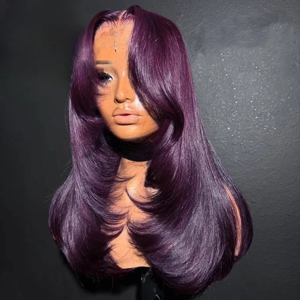 99J Burgundy Red Layered Lace Front Wig