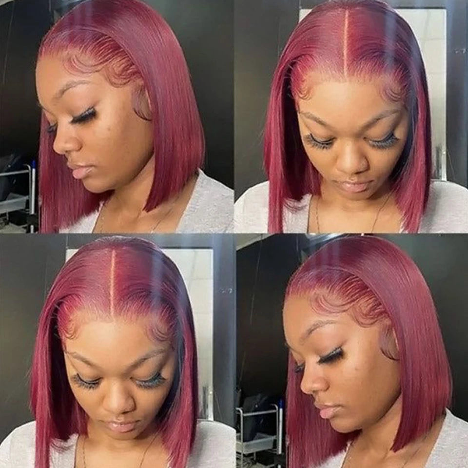 Burgundy 99J  HD Transparent Short Bob