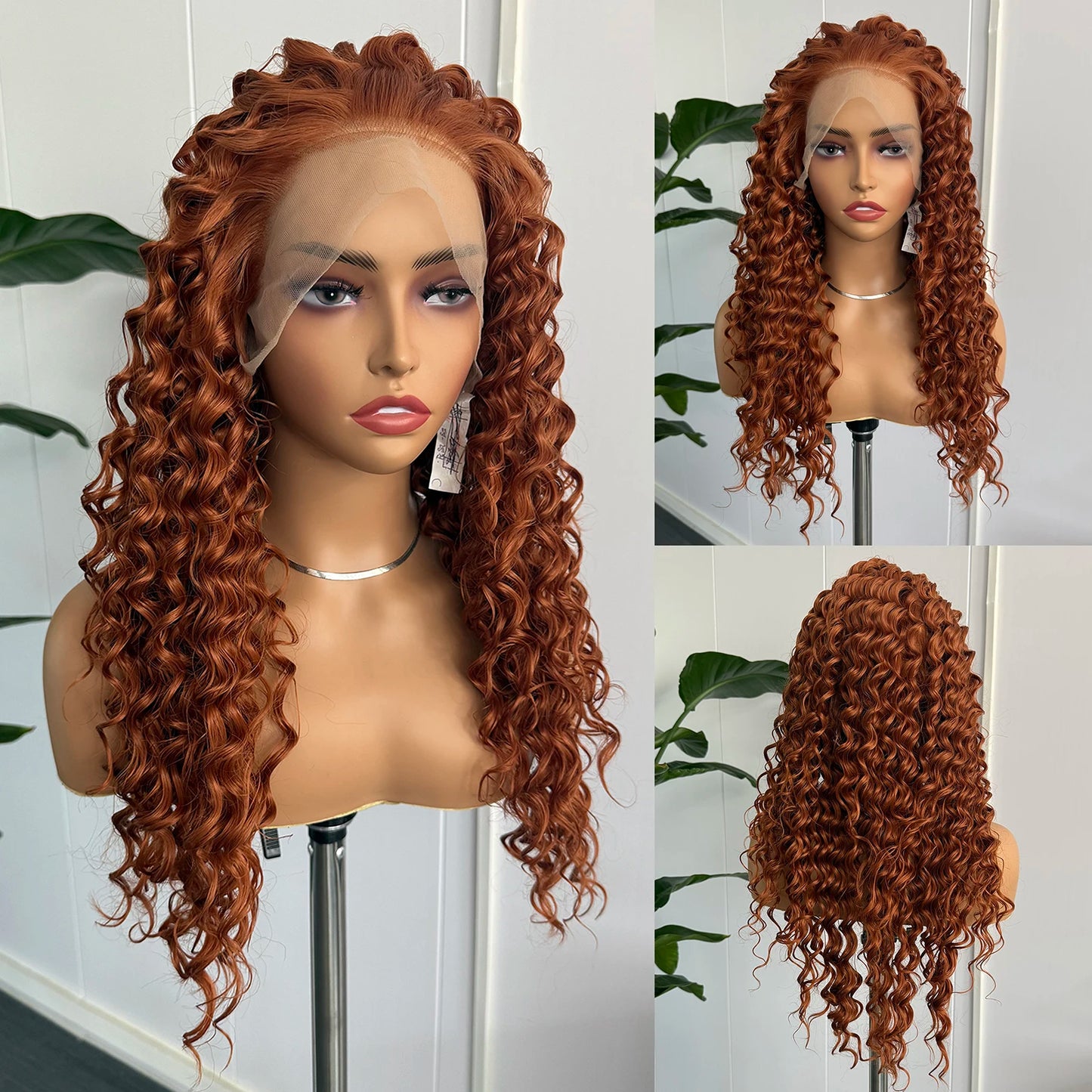 Ginger Orange Long Curly Lace Wig