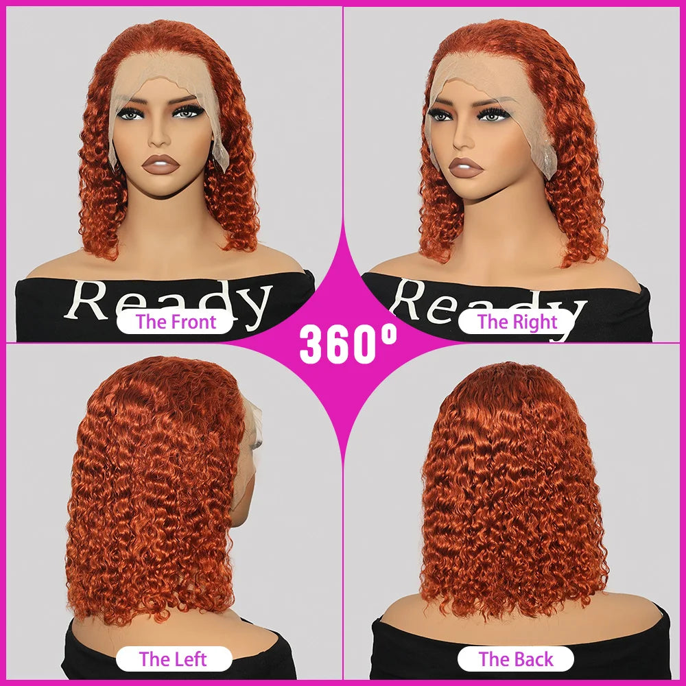 100% Human Hair Ginger Brown Bob Wig
