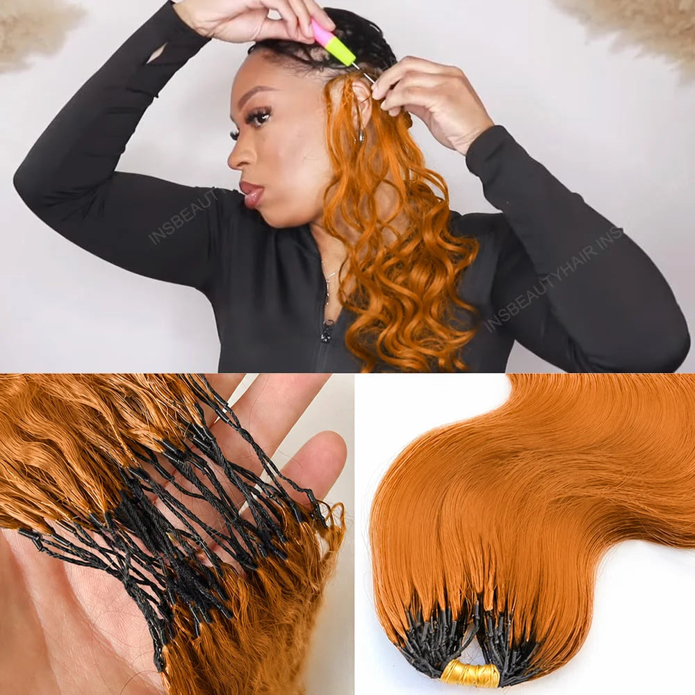 Orange Ginger Body Wave Feather Crochet Human Hair