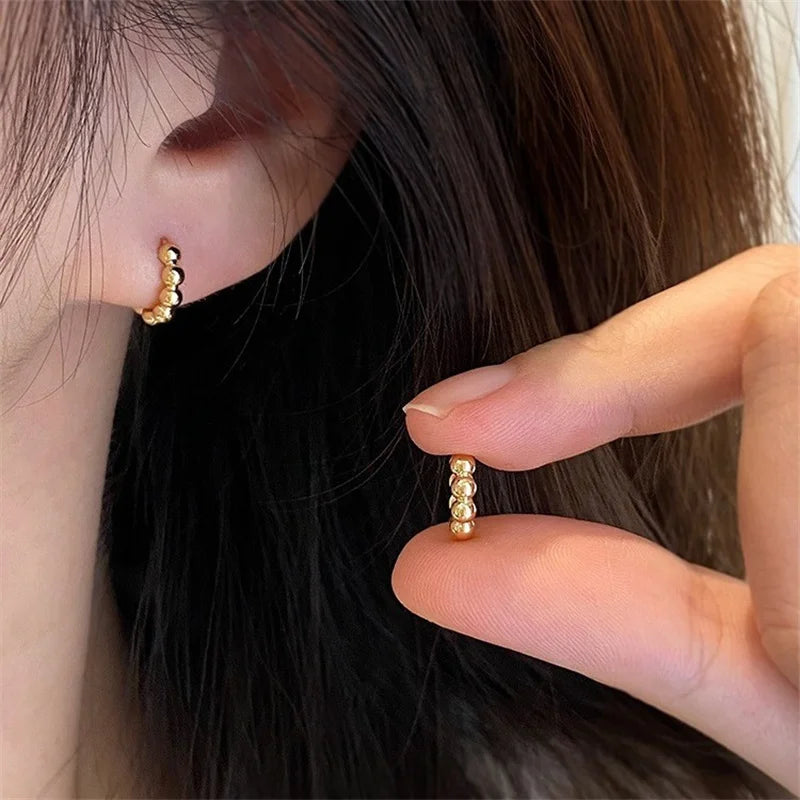 18K Gold Metal Beads Earring