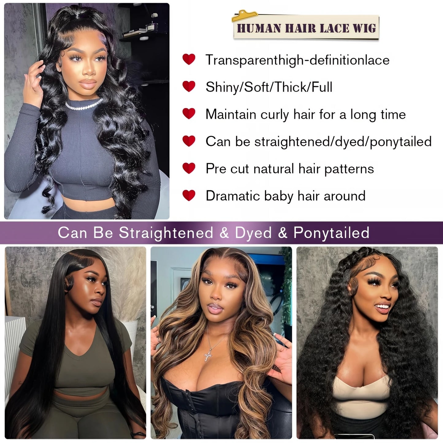 18-36 Inch 13x6 13x4 HD Lace Frontal Wig