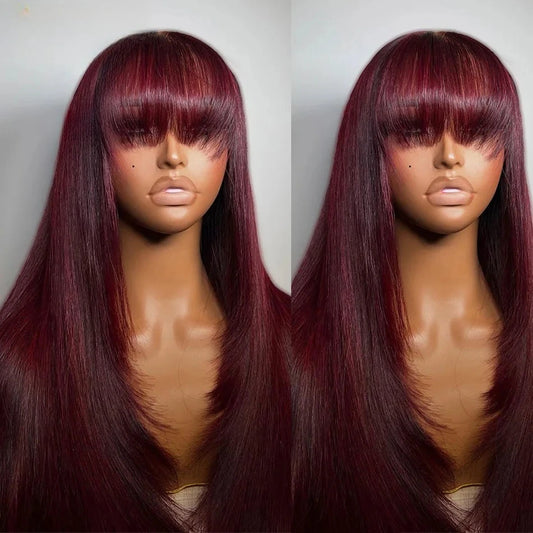 99J Burgundy Red Layered Lace Front Wig