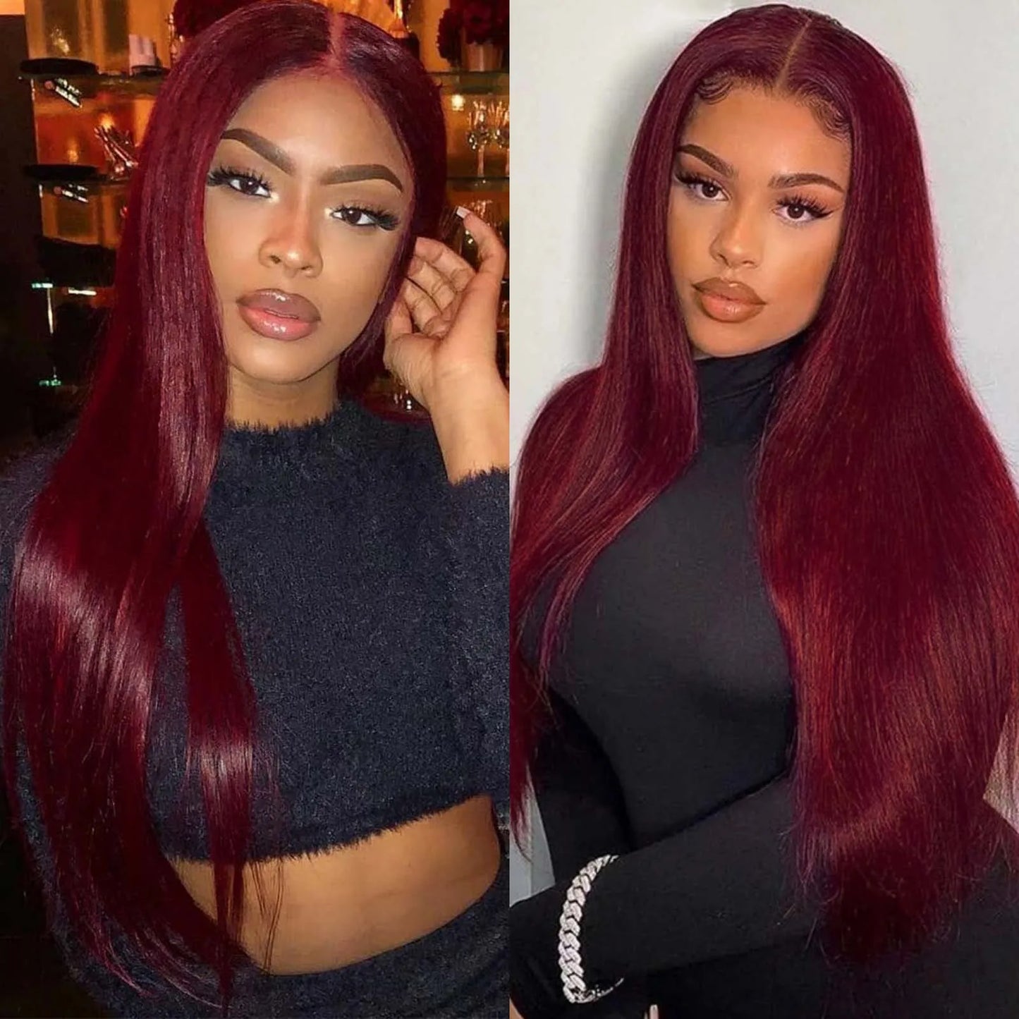 Burgundy Long Silky Straight Wig