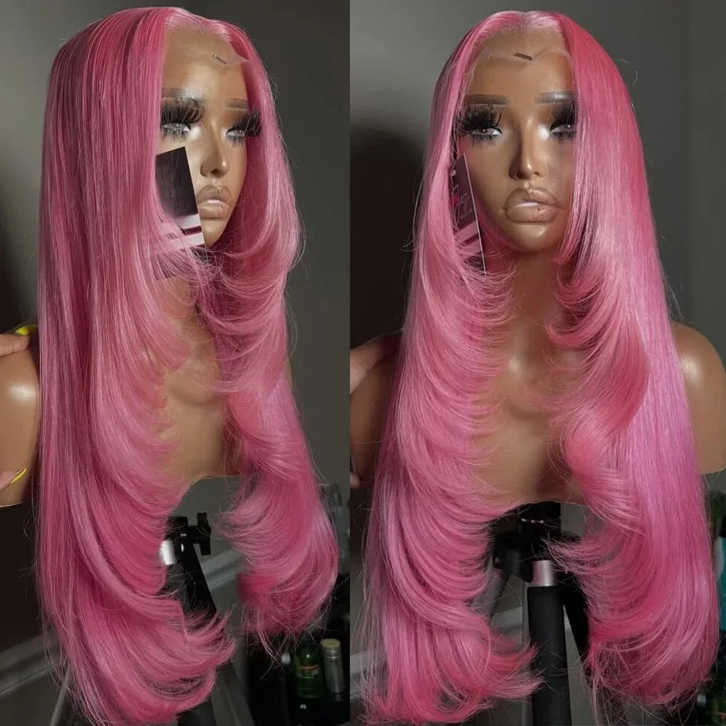 99J Burgundy Red Layered Lace Front Wig