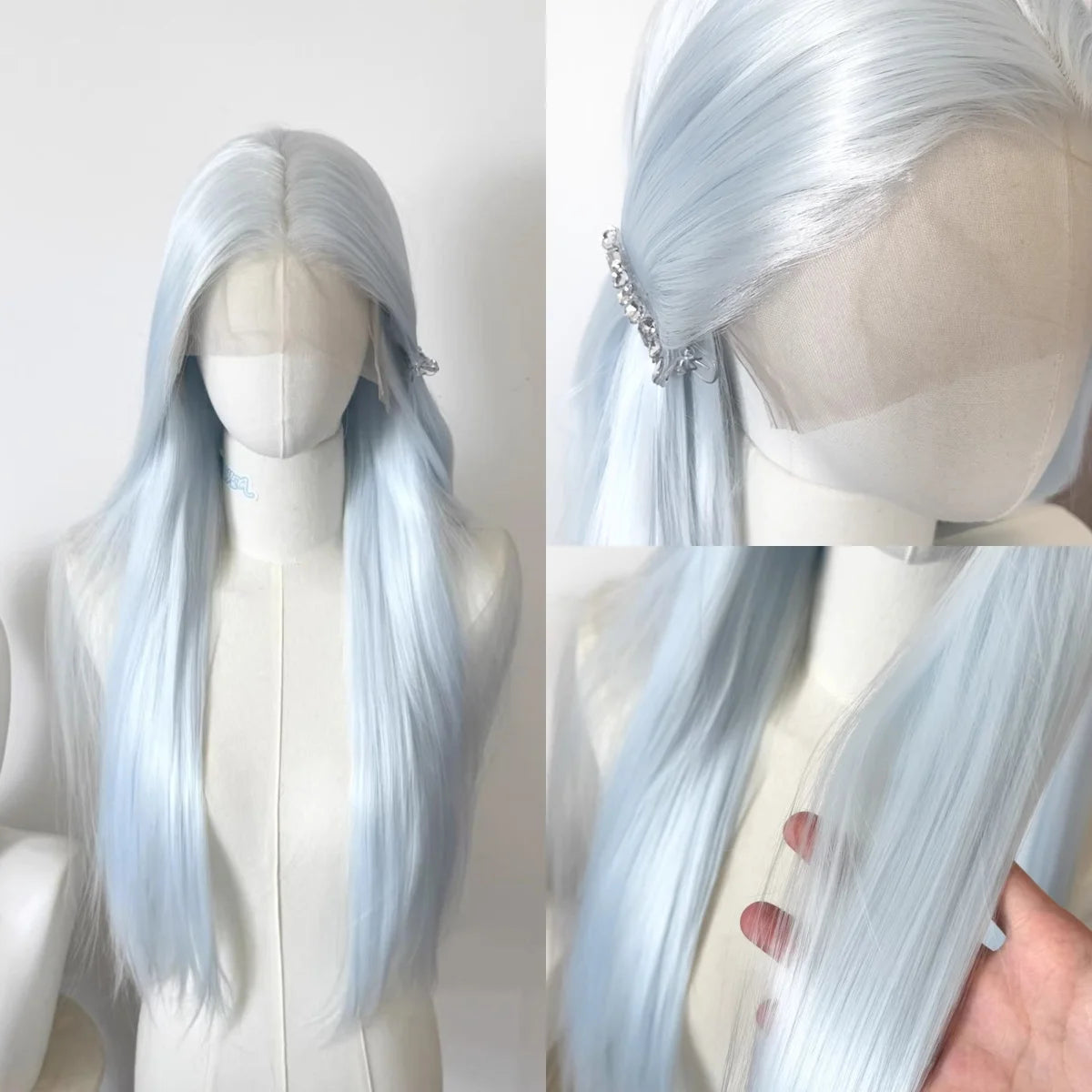 White Blue HD Lace Front Wig