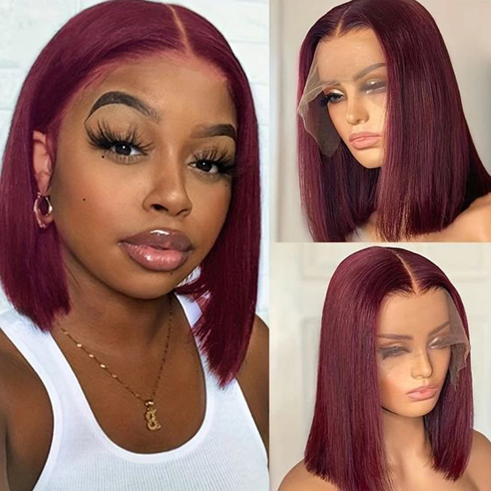 Burgundy 99J  HD Transparent Short Bob