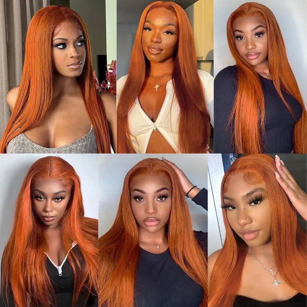 Ginger Orange Color Long Straight Hair