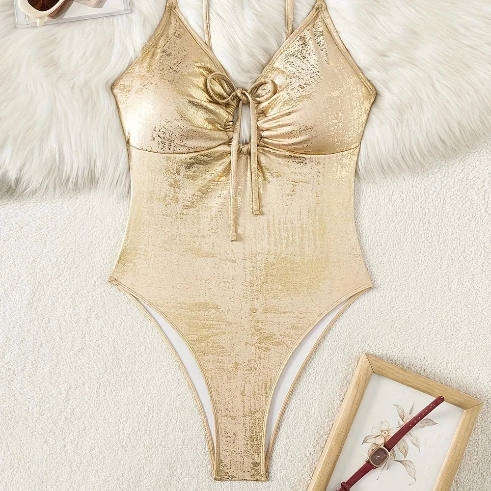 Lace Up One-Piece Swimsuit