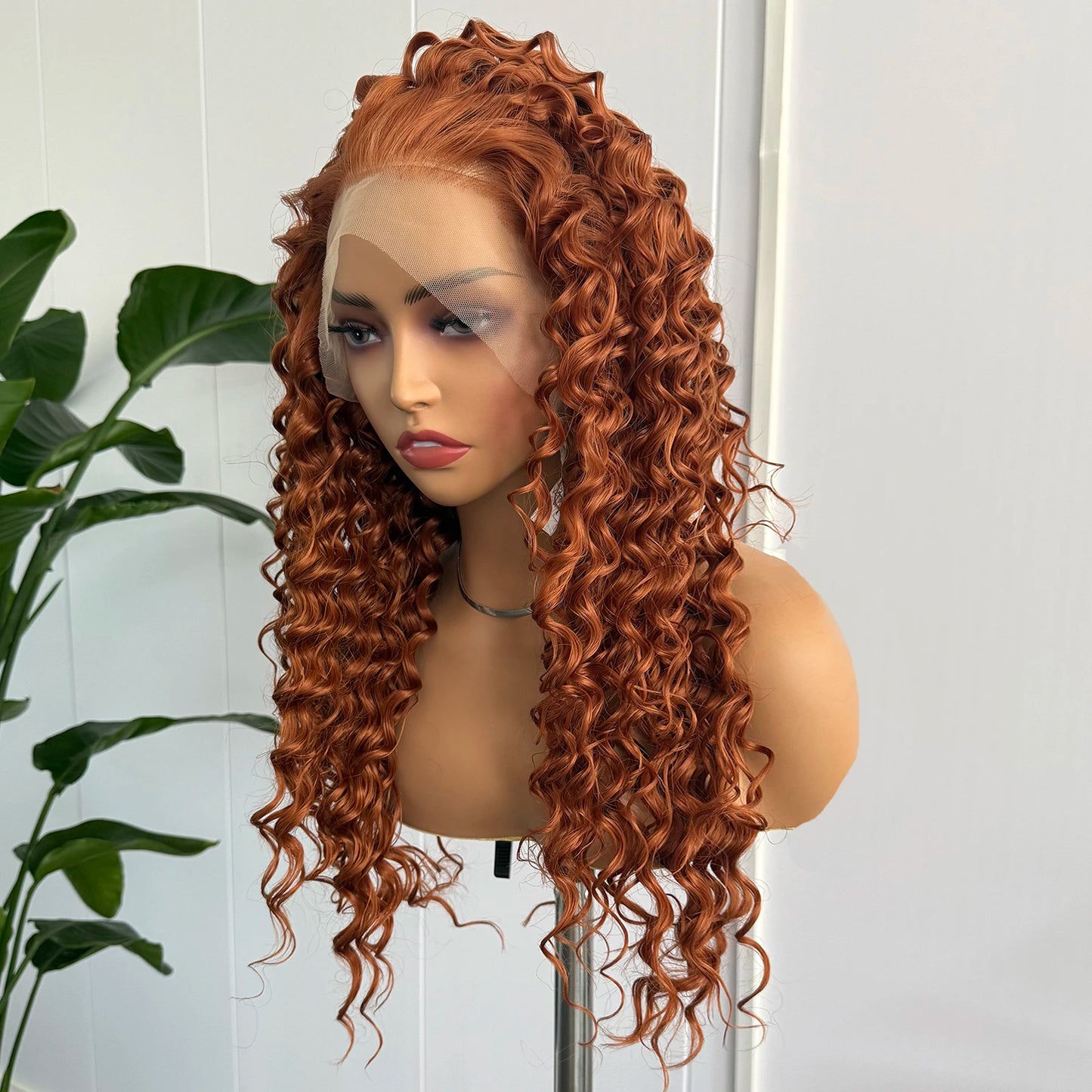 Ginger Orange Long Curly Lace Wig