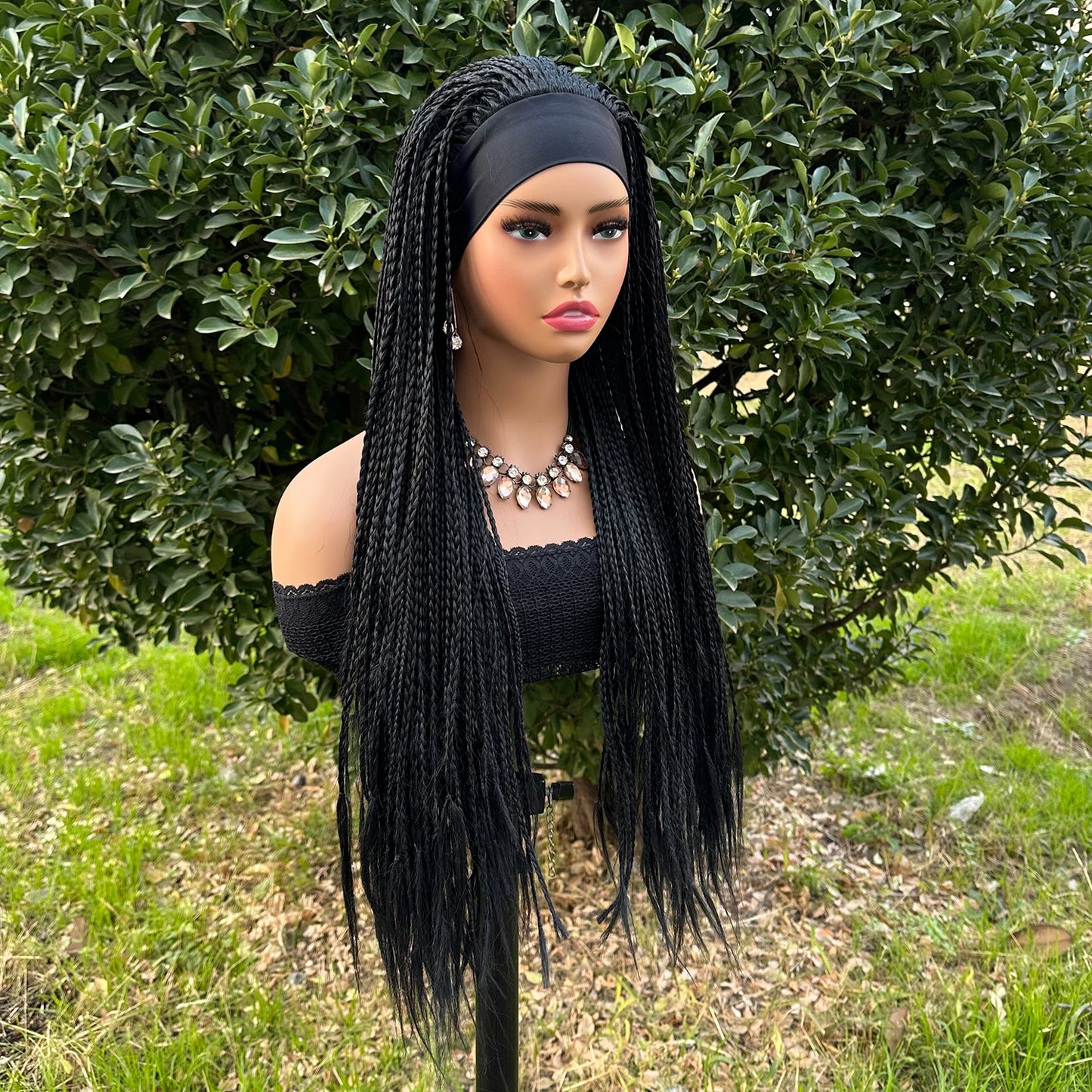 Ombre Brown Long Headband Box Braids Wig