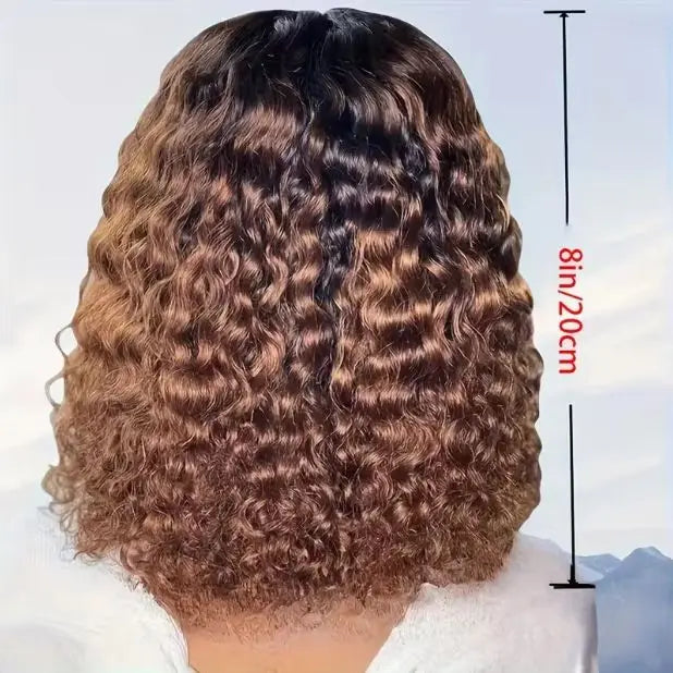 Ombre Brown Water Wave Short Curly