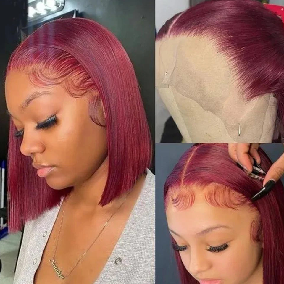 Burgundy 99J  HD Transparent Short Bob