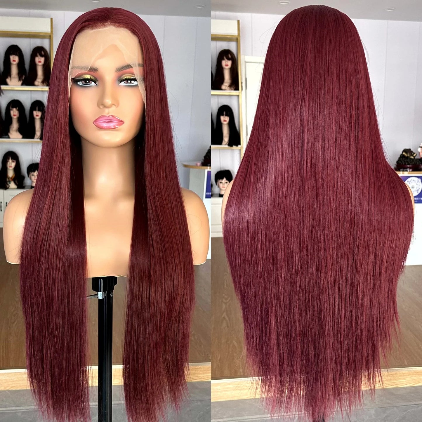 Burgundy Long Silky Straight Wig