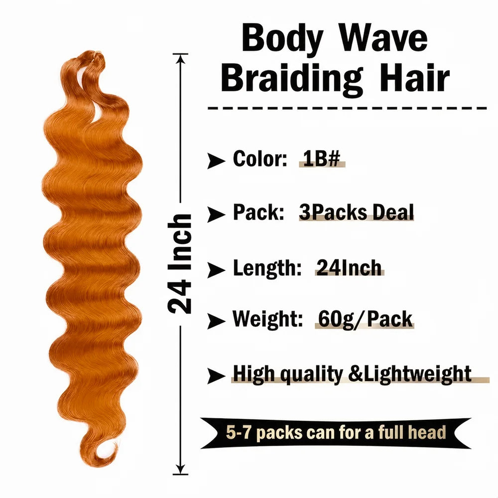 Orange Ginger Body Wave Feather Crochet Human Hair