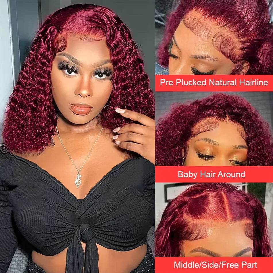 13x4 Bob Wigs 99J Burgundy