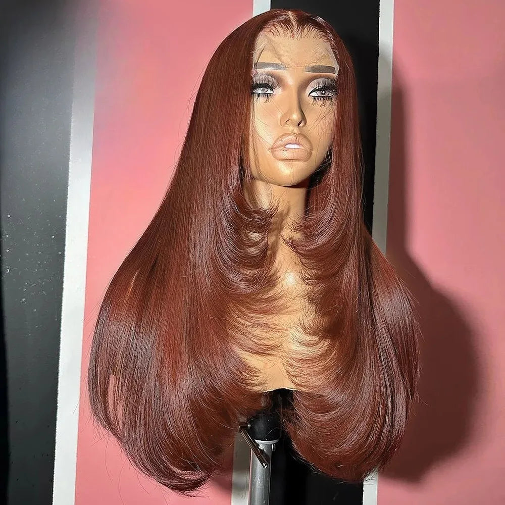 99J Burgundy Red Layered Lace Front Wig