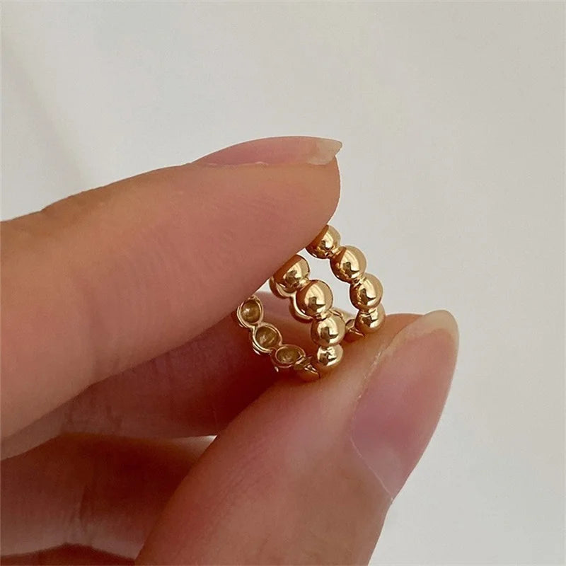 18K Gold Metal Beads Earring