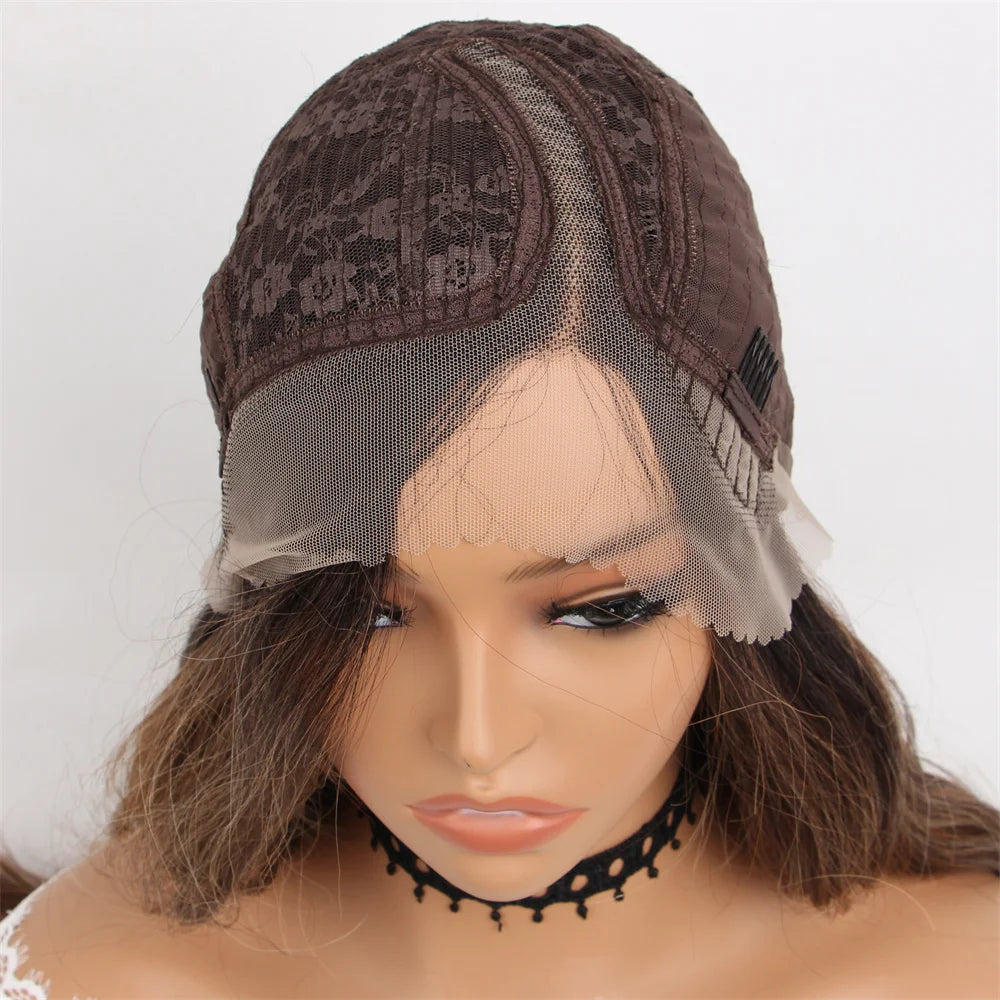 Ombre Highlight Brown Synthetic Wig