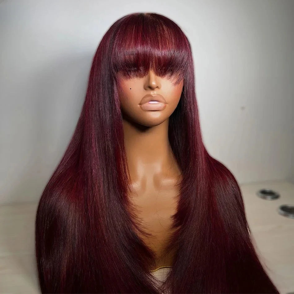 99J Burgundy Red Layered Lace Front Wig