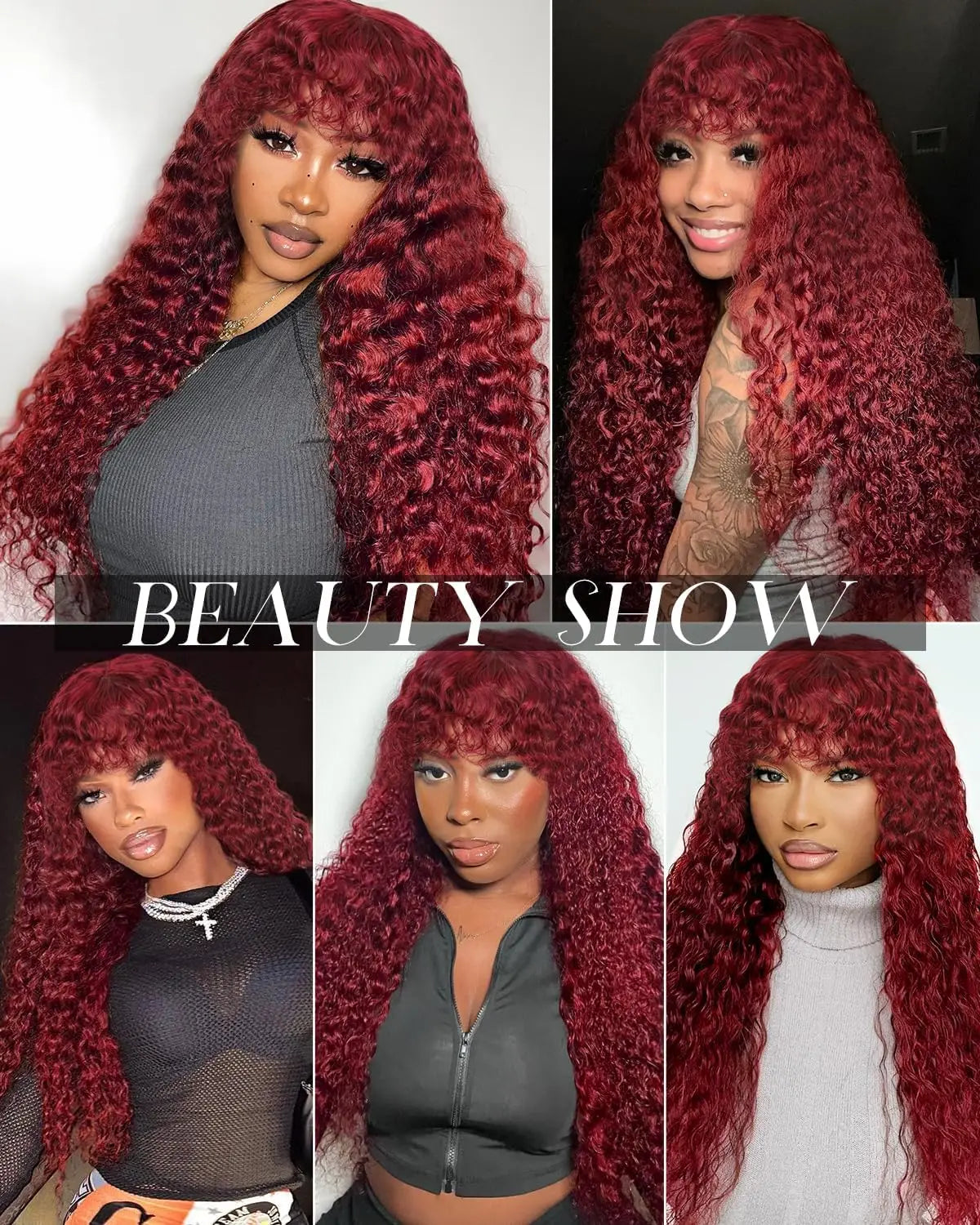 99J Burgundy Curly Wig