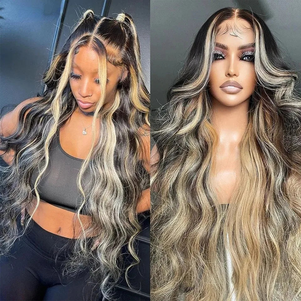Ombre Ash Blonde With Dark Roots Natural Wave Hair