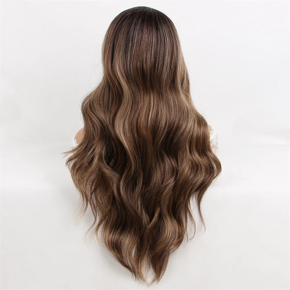 Ombre Highlight Brown Synthetic Wig