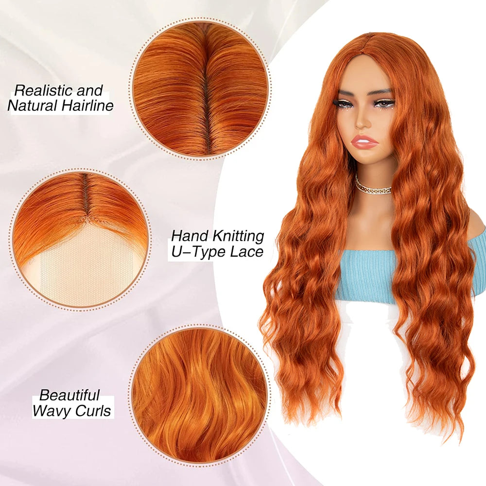 Orange Curly Wavy Party Wig