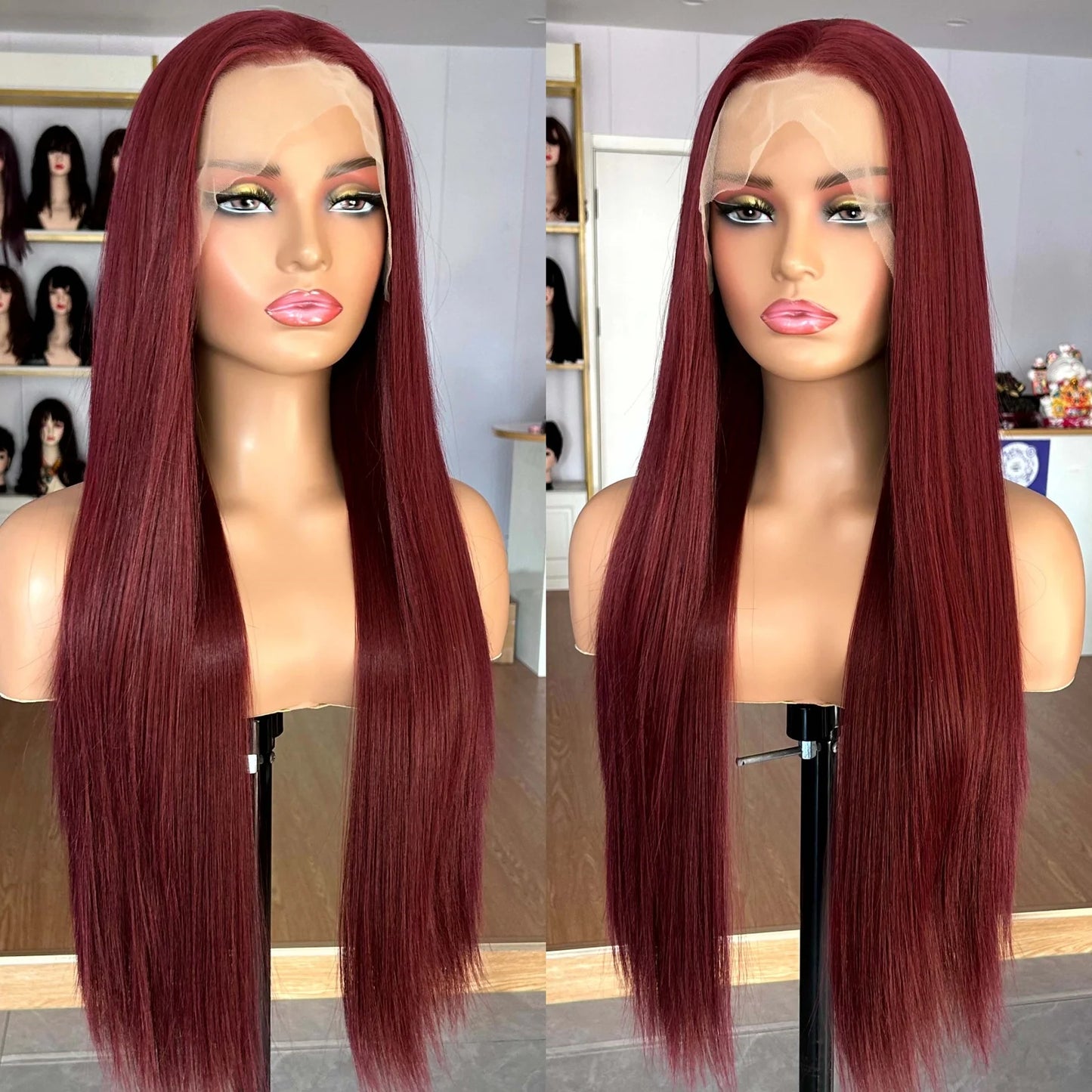 Burgundy Long Silky Straight Wig