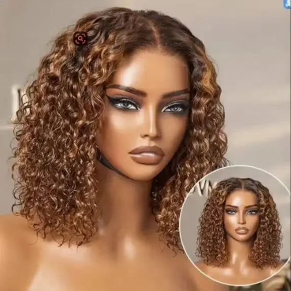 Ombre Brown Water Wave Short Curly