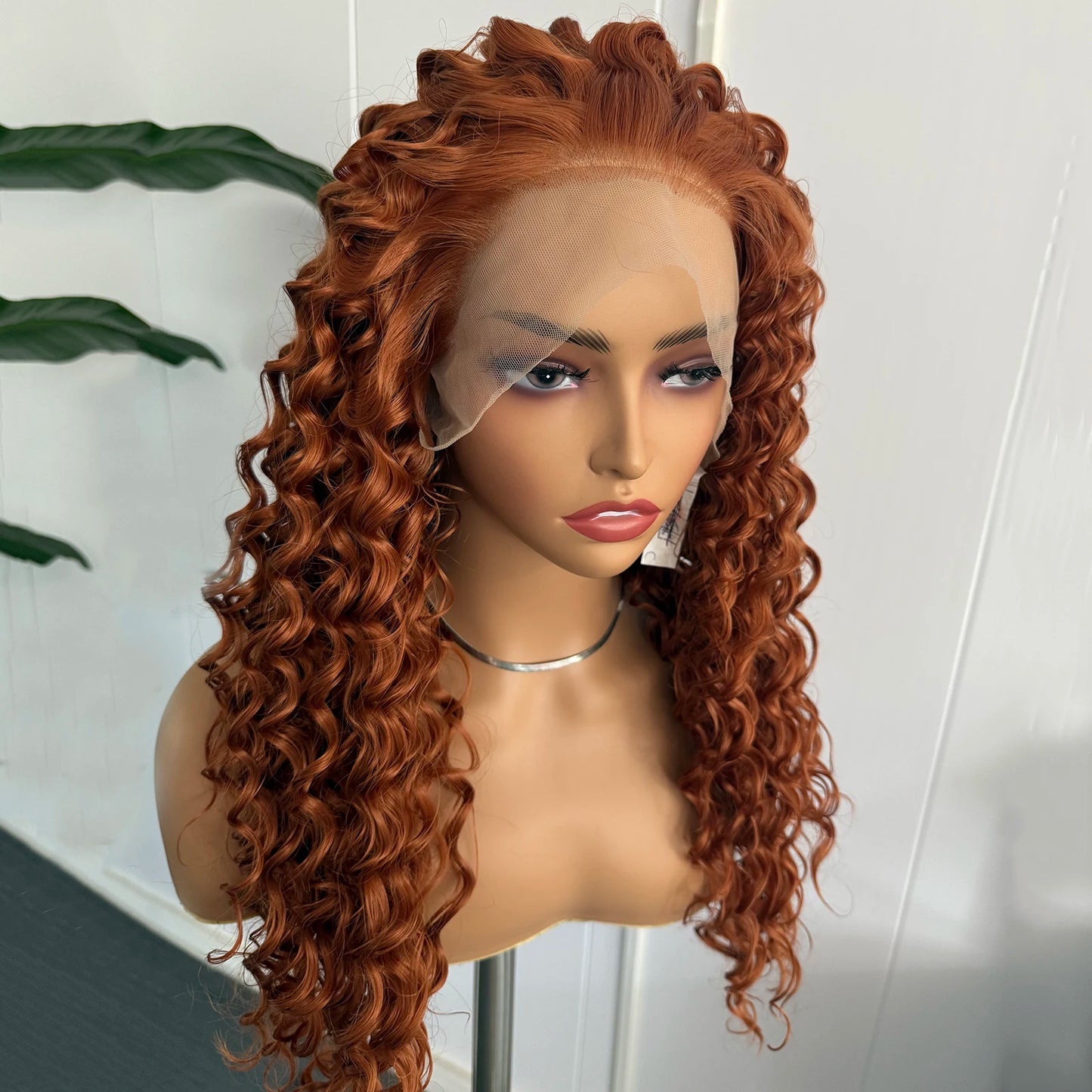 Ginger Orange Long Curly Lace Wig