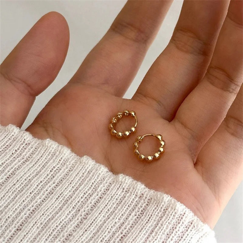 18K Gold Metal Beads Earring